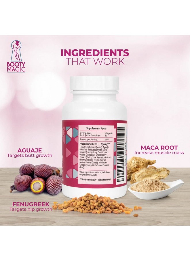 Health & Household - Booty Magic Butt Enhancement Pills - 2 Months Supply Of Booty Pills, Bum Pills For Bigger, Rounder, Volumized Butt With Maca Root Extract, Fenugreek Extract - Image 1