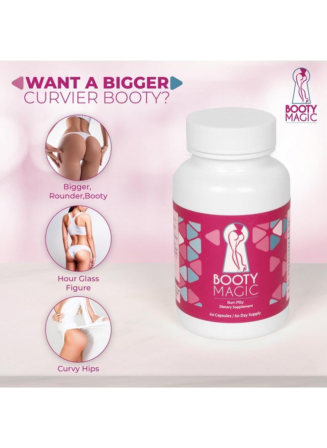 Health & Household - Booty Magic Butt Enhancement Pills - 2 Months Supply Of Booty Pills, Bum Pills For Bigger, Rounder, Volumized Butt With Maca Root Extract, Fenugreek Extract - Image 1