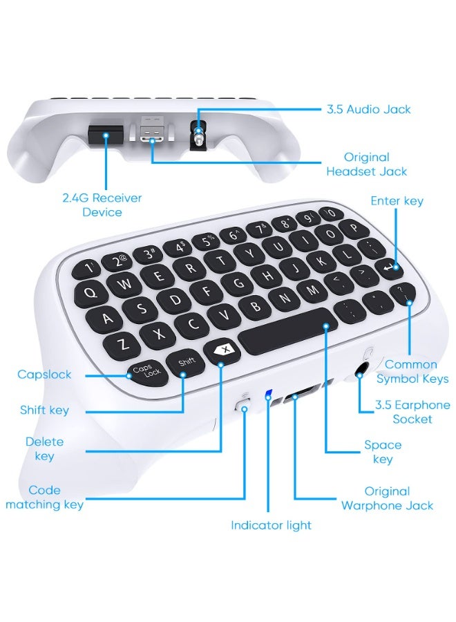 DOBE Xbox Series X/S Controller Keyboard Gamepad, 2.4Ghz Mini QWERTY Controller Keyboard Gaming Chatpad with Audio/Headset Jack - Image 5