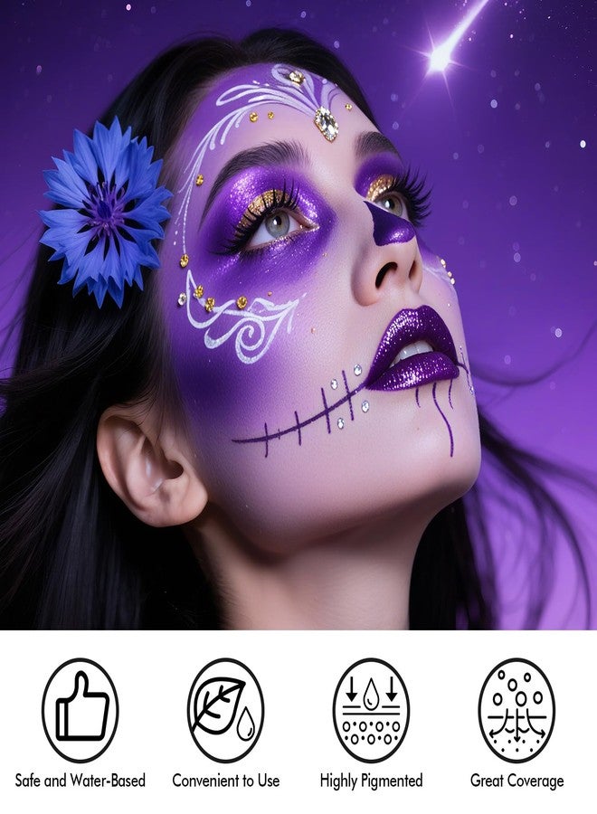 PASNOWFU 14 Colors Face Body Painting Kit, Full Coverage Water Based Face Paint Set for Cosplay Skull Joker Zombie Vampire, Highly Pigmented Body Paint Cream for Adult Carnival Halloween SFX Makeup - Image 4