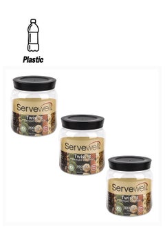 Servewell 3pc Plastic Round Transparent Container Set - 900ml