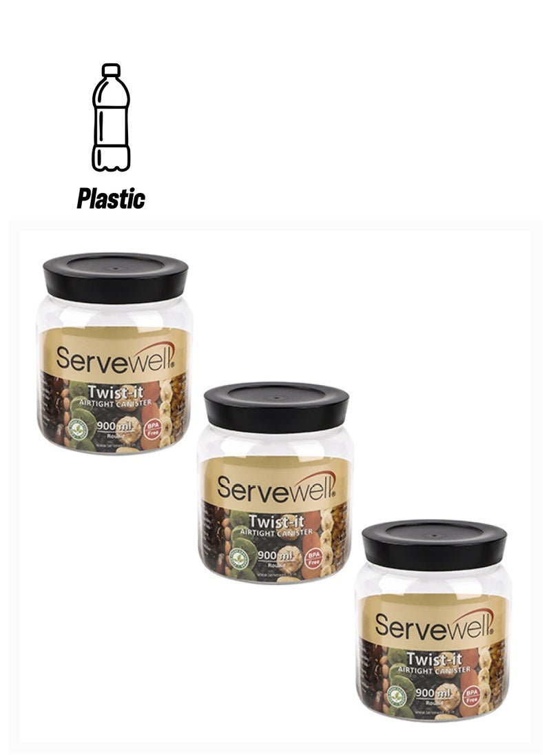Servewell - Servewell 3pc Plastic Round Transparent Container Set - 900ml - Image 1