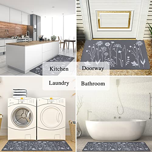 Rempry 2 Pcs Kitchen Rugs and Mats, Cushioned Anti-Fatigue Floor Mat, PVC Non-Slip Waterproof Kitchen Rug Set for Kitchen, Office, Sink 17"x47"+17"x29" (Grey) - Image 4