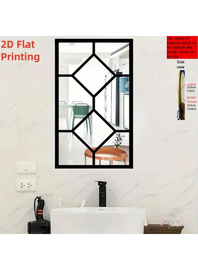 1pc Black Imitation Window Acrylic Mirror Wall Sticker Self Adhesive Home Decoration - Image 1