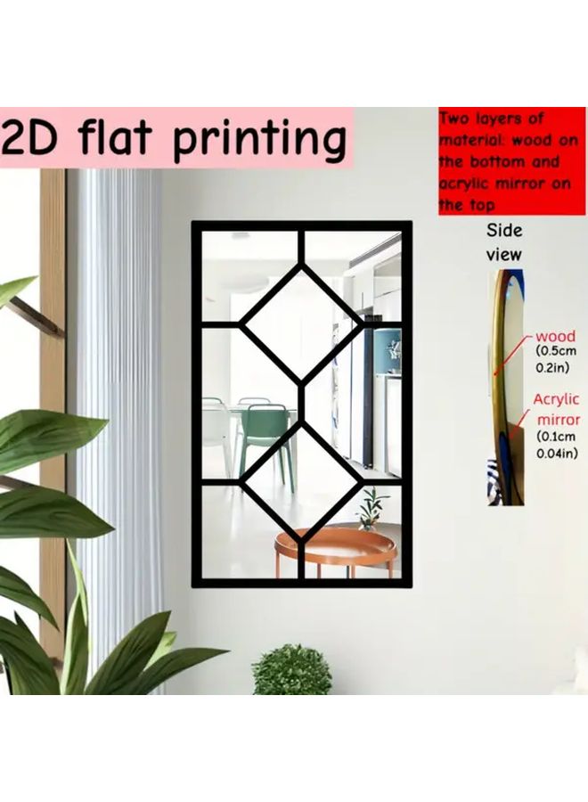 1pc Black Imitation Window Acrylic Mirror Wall Sticker Self Adhesive Home Decoration - Image 5