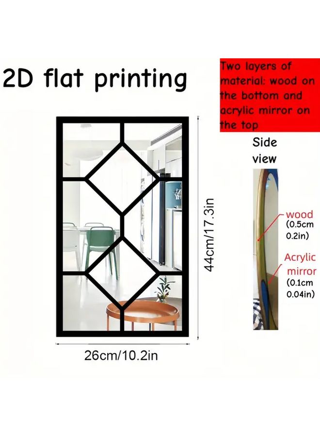 1pc Black Imitation Window Acrylic Mirror Wall Sticker Self Adhesive Home Decoration - Image 3