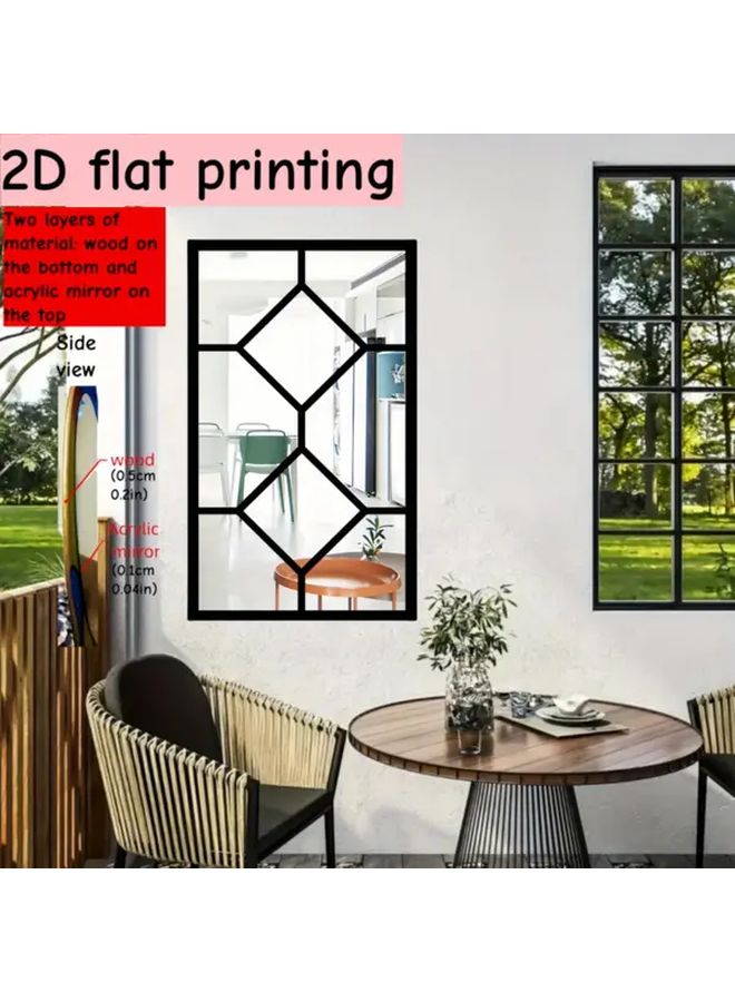 1pc Black Imitation Window Acrylic Mirror Wall Sticker Self Adhesive Home Decoration - Image 2