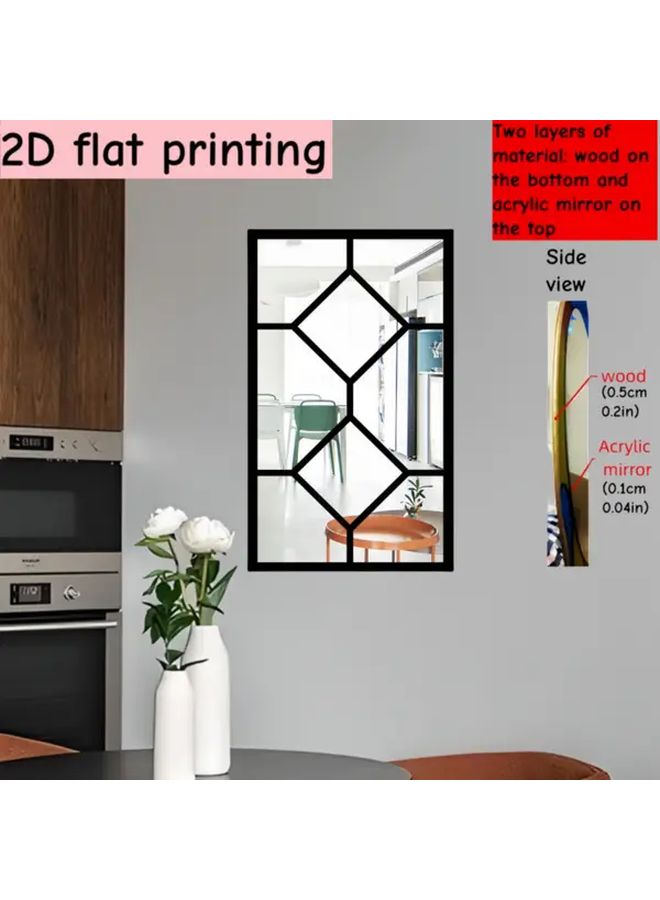 1pc Black Imitation Window Acrylic Mirror Wall Sticker Self Adhesive Home Decoration - Image 4