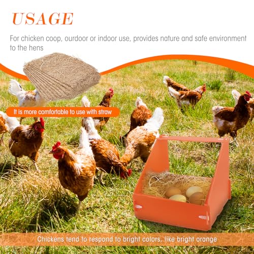 Touri 3 Pack Durable Chicken Nesting Boxes for Laying Eggs for Hens Ducks and Poultry, Orange - Image 3