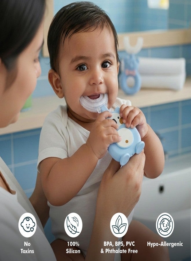 BE'BE' BURP Bebe Burp U Shaped Toothbrush for Kids, Food Grade Soft Silicone Brush Head, 360° Oral Teeth Cleaning Tools, Children Infant U Shape Manual Toothbrush (2-6 Years) (Koala shape) - Image 3