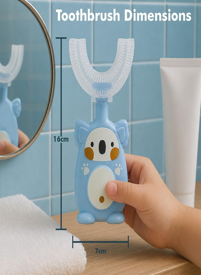 BE'BE' BURP Bebe Burp U Shaped Toothbrush for Kids, Food Grade Soft Silicone Brush Head, 360° Oral Teeth Cleaning Tools, Children Infant U Shape Manual Toothbrush (2-6 Years) (Koala shape) - Image 2