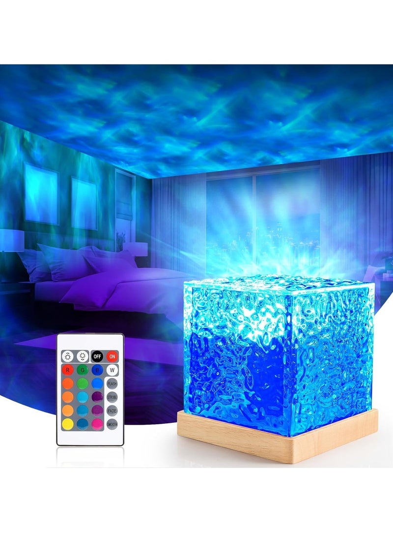 TIGER أضواء البروجيكتور لموجات المحيط - بروجيكتور ضوء ليلي رومانسي دافئ مع تأثير موجات الماء ثلاثي الأبعاد - مصباح عرض ضوء LED لتزيين غرفة النوم، مصباح طاولة كريستالي للمنزل، غرفة المعيشة، وأجواء مريحة - Image 1