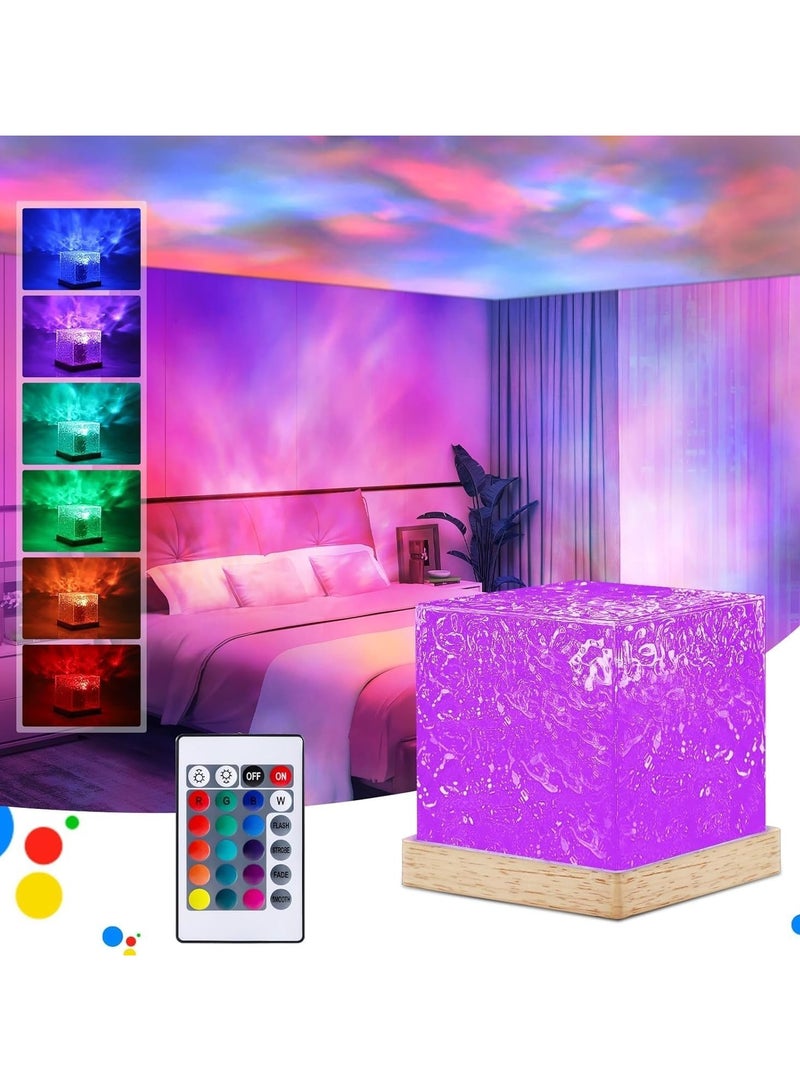 TIGER أضواء البروجيكتور لموجات المحيط - بروجيكتور ضوء ليلي رومانسي دافئ مع تأثير موجات الماء ثلاثي الأبعاد - مصباح عرض ضوء LED لتزيين غرفة النوم، مصباح طاولة كريستالي للمنزل، غرفة المعيشة، وأجواء مريحة - Image 2