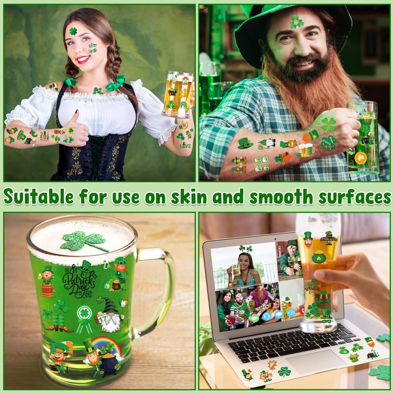 Huskein 100 PCS St Patricks Day Tattoos, Irish Themed St Patricks Day Accessories with Green Clover, St Patricks Day Temporary Tattoos for St Patricks Day Party Favors Decorations Parade - Image 5