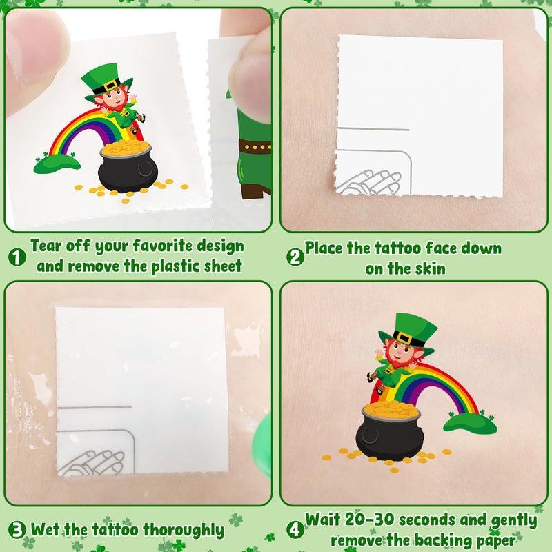 Huskein 100 PCS St Patricks Day Tattoos, Irish Themed St Patricks Day Accessories with Green Clover, St Patricks Day Temporary Tattoos for St Patricks Day Party Favors Decorations Parade - Image 4