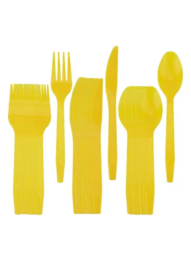 Yellow plastic cutlery set 30 pcs