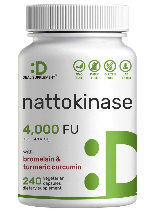 ملحق الصفقة مكمل ناتوكيناز ٤٠٠٠ وحدة دولية لكل حصة، ٢٤٠ كبسولة نباتية - ناتو ياباني مع بروميلين، كركمين، ومركب الفلفل الأسود - إنزيمات هضمية وصحة القلب - غير معدل وراثيًا، نباتي - Image 1