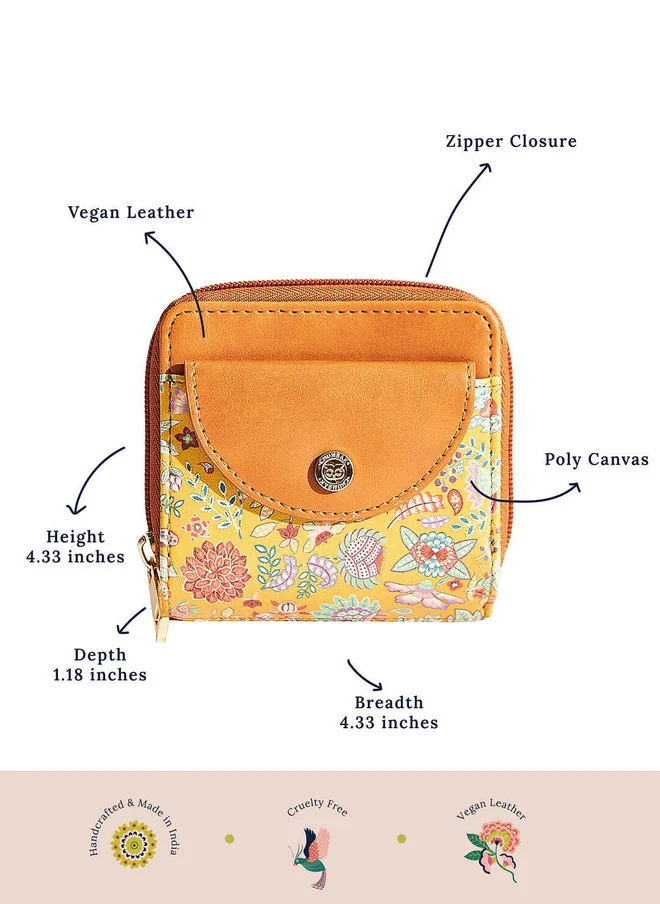 Chumbak  Batik Bloom Mini Wallet, Mustard for Women | Best Price UAE
