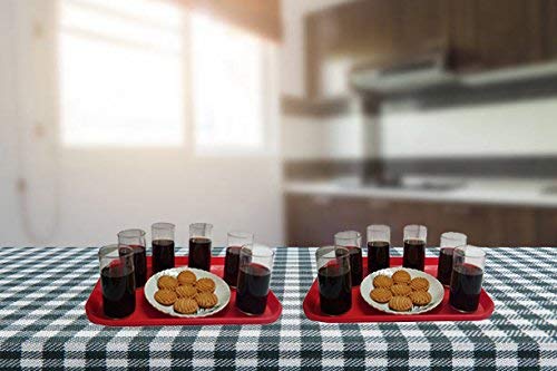 Urmila Plastic® Serving Tray Platter Rectangular Shape Plastic Trays for Drink Breakfast Tea Dinner Coffee Salad Food for Dinning Table Home Kitchen 11x14 Inches Red - Image 5