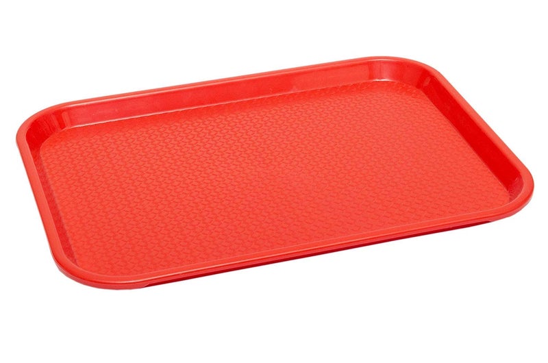 Urmila Plastic® Serving Tray Platter Rectangular Shape Plastic Trays for Drink Breakfast Tea Dinner Coffee Salad Food for Dinning Table Home Kitchen 11x14 Inches Red - Image 1