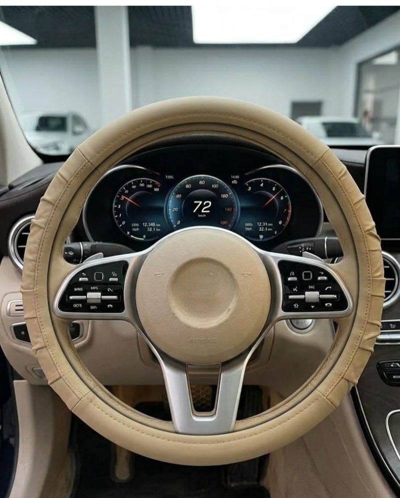Elshafey premium steering wheel cover universal beige - Image 1