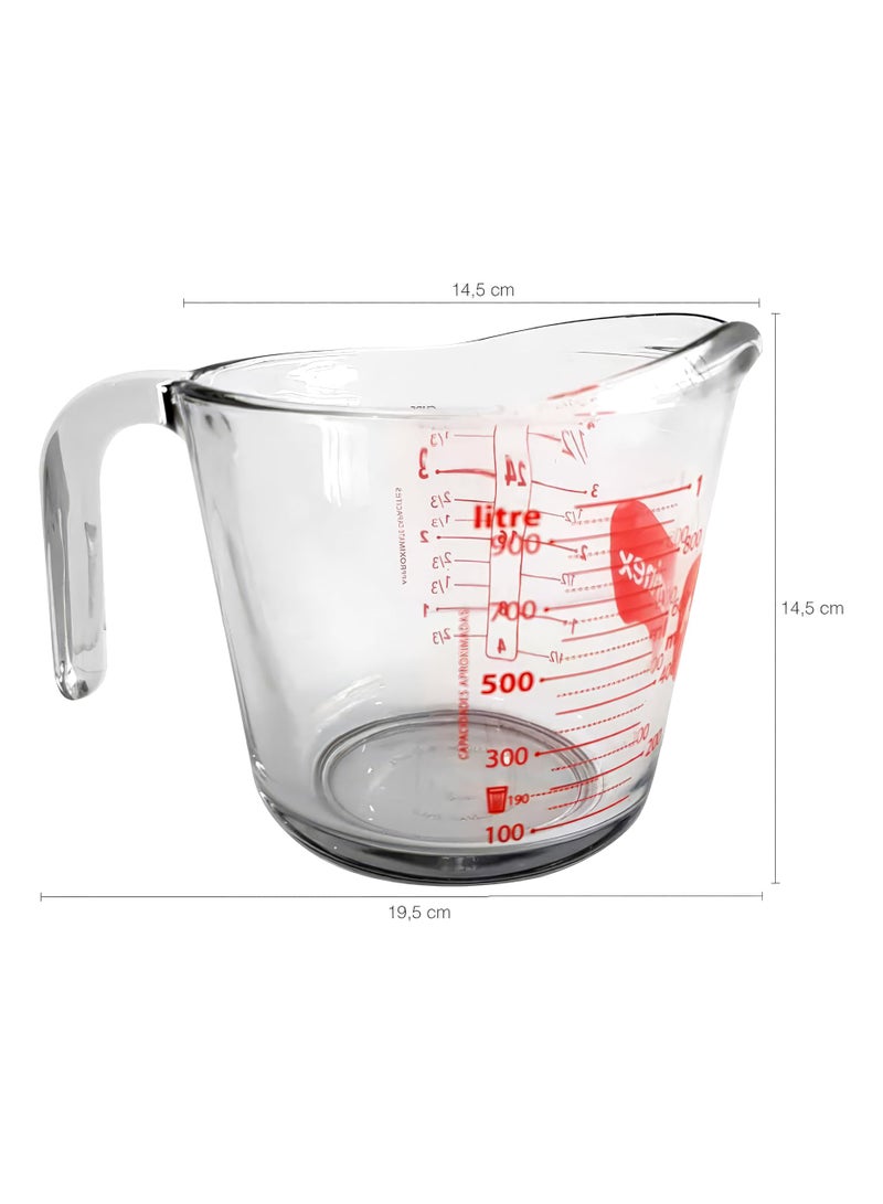 MARINEX Glass Measuring Jug 1 L - Durable Heat-Resistant Measuring Cup with Clear Graduated Markings|Transparent Oven, Microwave & Freezer Safe Measuring Jug Ideal for Precise Cooking,Mixing&Serving - Image 3