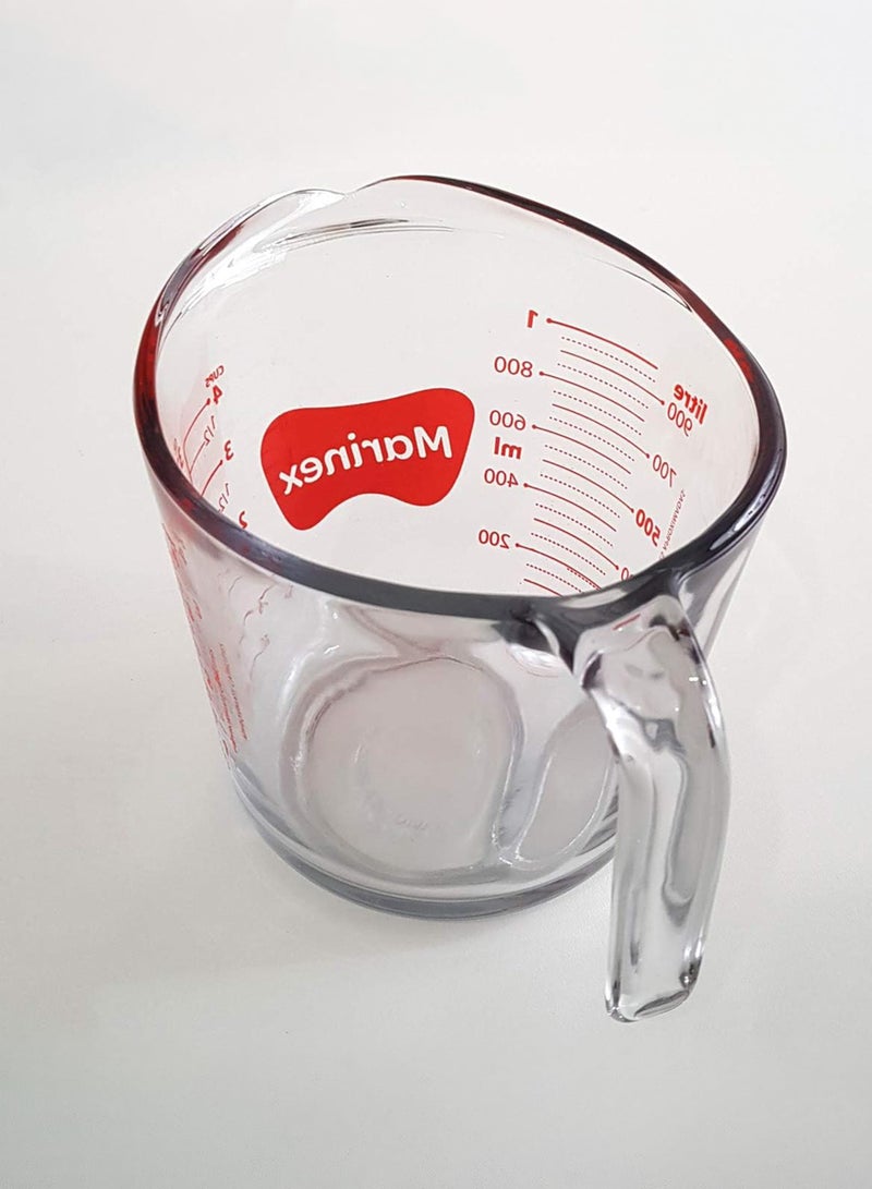 MARINEX Glass Measuring Jug 1 L - Durable Heat-Resistant Measuring Cup with Clear Graduated Markings|Transparent Oven, Microwave & Freezer Safe Measuring Jug Ideal for Precise Cooking,Mixing&Serving - Image 5