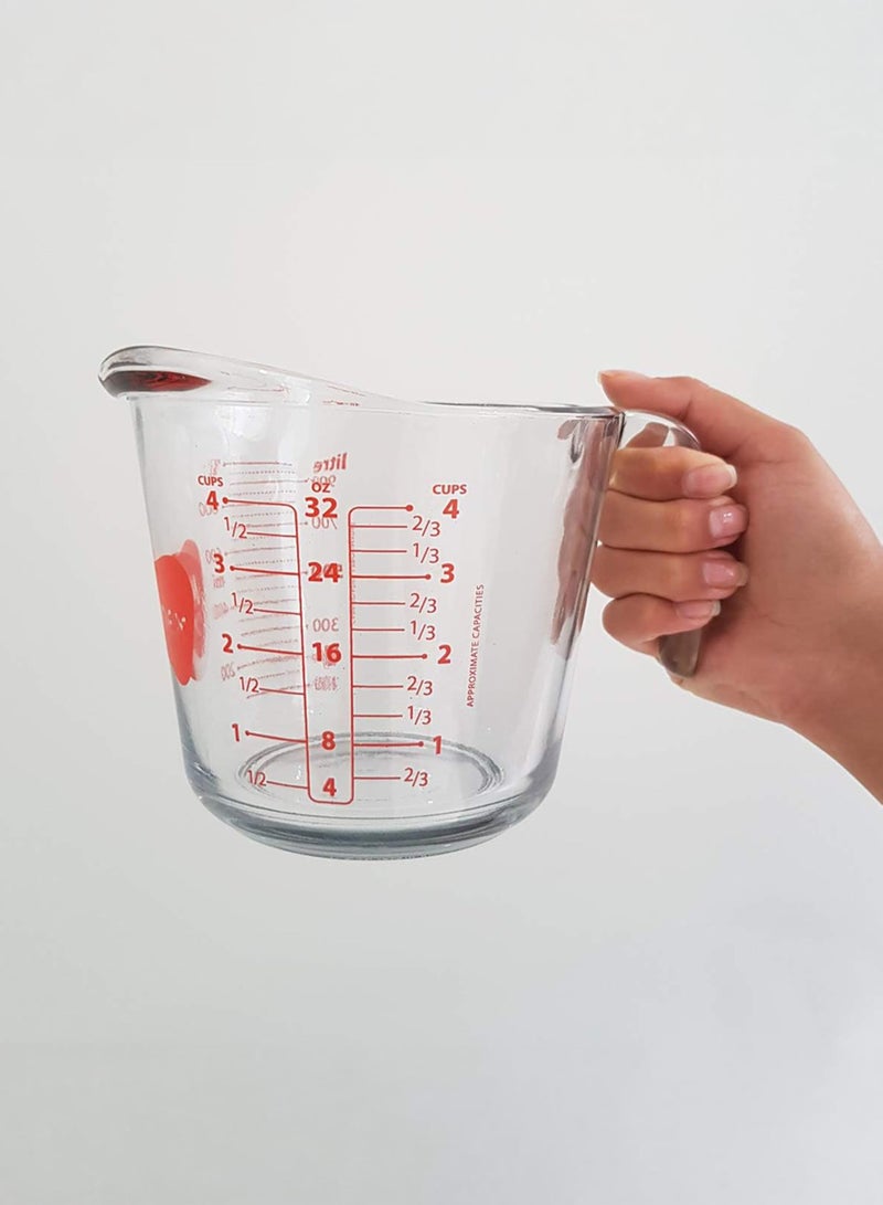 MARINEX Glass Measuring Jug 1 L - Durable Heat-Resistant Measuring Cup with Clear Graduated Markings|Transparent Oven, Microwave & Freezer Safe Measuring Jug Ideal for Precise Cooking,Mixing&Serving - Image 4
