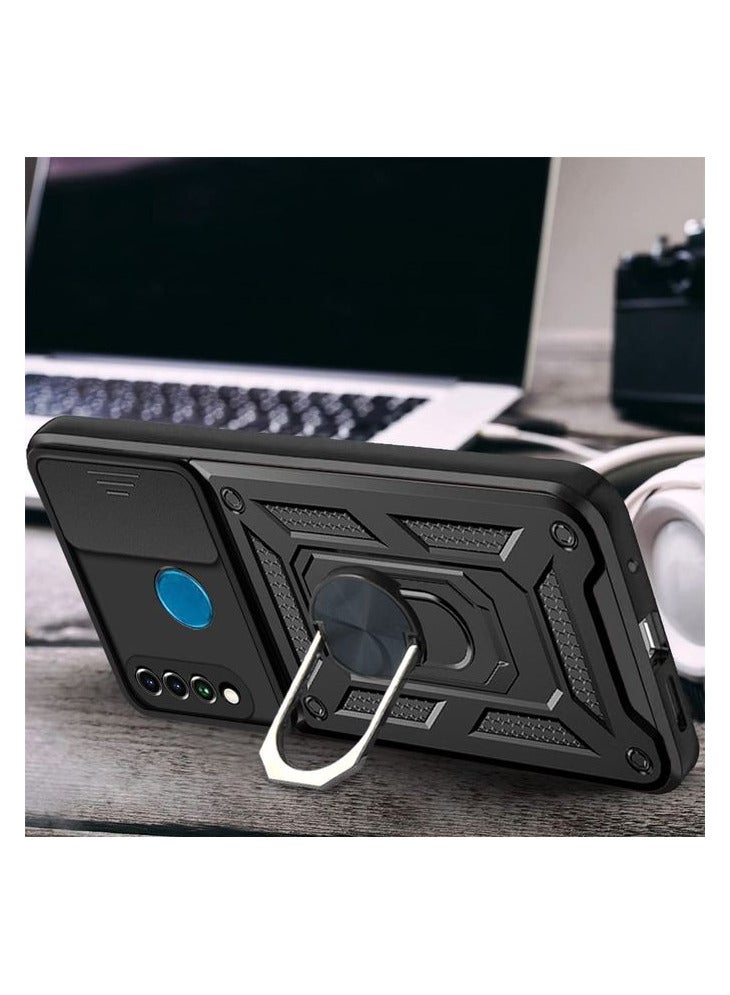Shield Full Protection Case With Metal Ring &Slide Camera Cover For huawei p30 lite  - Image 2