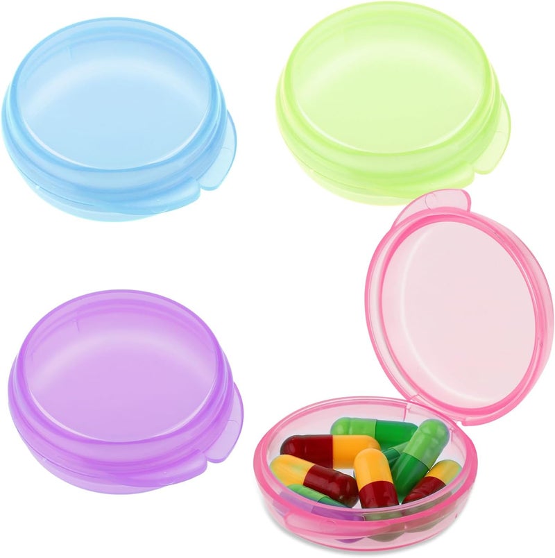 4 Pcs Mini Pill Organizer for Travel - Blue, Pink, Purple, Green