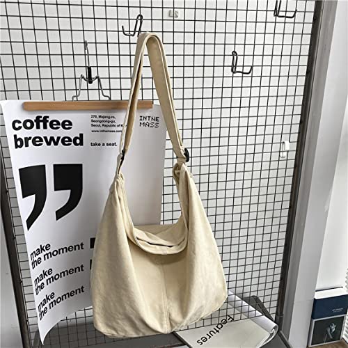 GAXOS Aesthetic Cute Messenger Bag for School Vintage White Canvas Crossbody for Women Shoulder Laptop Bag - Image 2