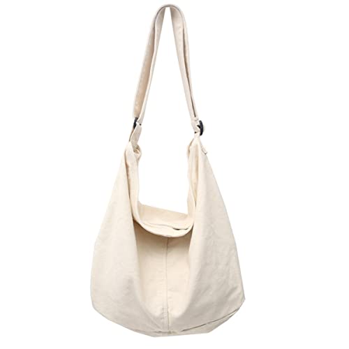 GAXOS Aesthetic Cute Messenger Bag for School Vintage White Canvas Crossbody for Women Shoulder Laptop Bag - Image 1