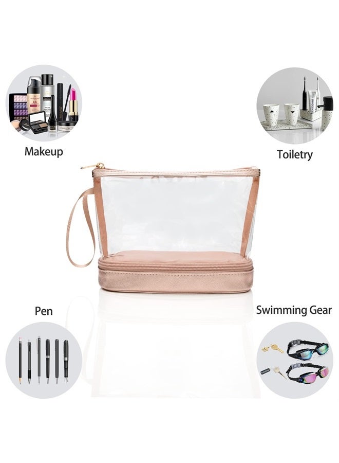 Ethereal Clear Makeup Bag, Rose Gold Makeup Organizer Bag Travel Makeup Bag for Women Small Cosmetic Bag Portable Makeup Bag for Purse Pencil Bag - Image 5