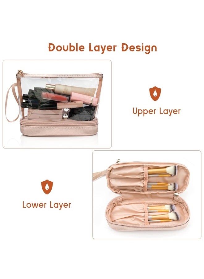 Ethereal Clear Makeup Bag, Rose Gold Makeup Organizer Bag Travel Makeup Bag for Women Small Cosmetic Bag Portable Makeup Bag for Purse Pencil Bag - Image 2