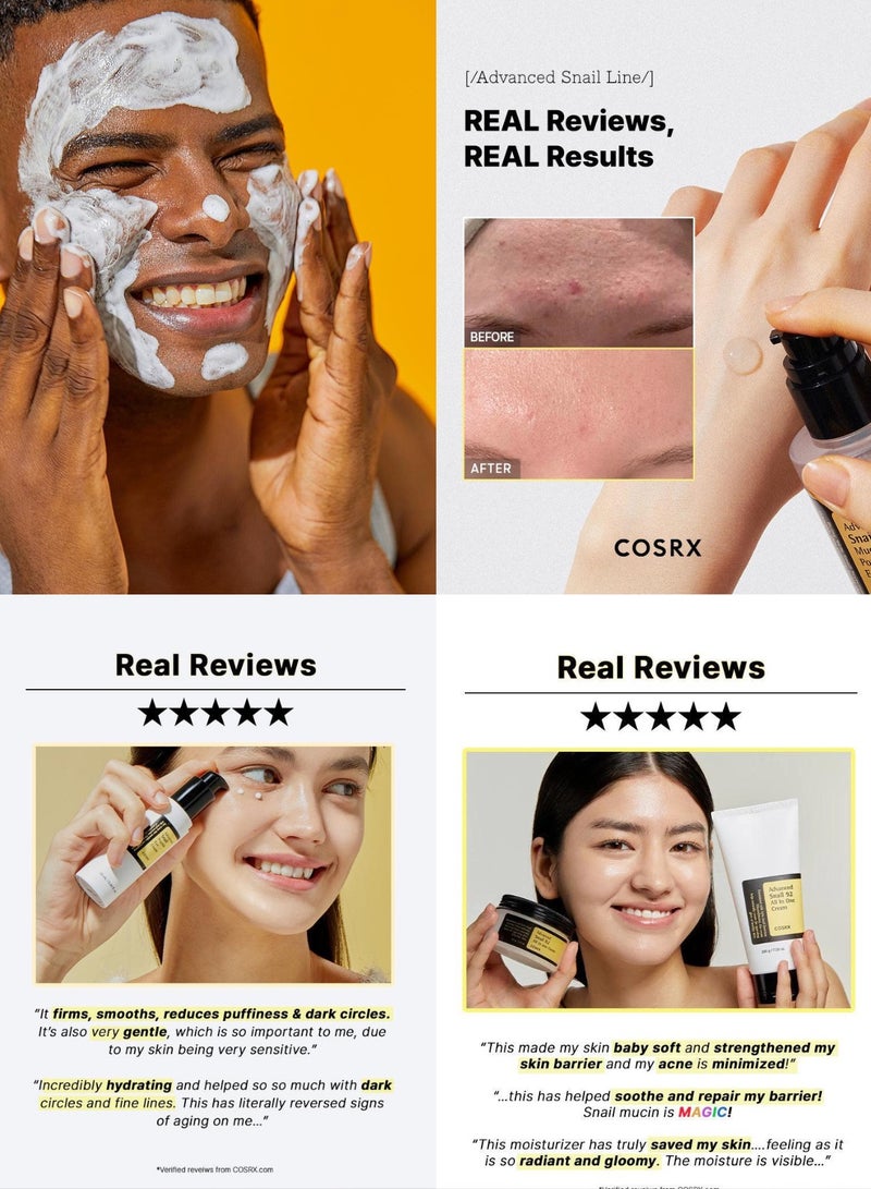 COSRX Complete Snail Skincare Pack 4 and Face Massage Roller Advanced Snail 96 Mucin Power Essence, 92 All-in-One Cream, Peptide Eye Cream, and Mucin Gel Cleanser 375ml - Image 5
