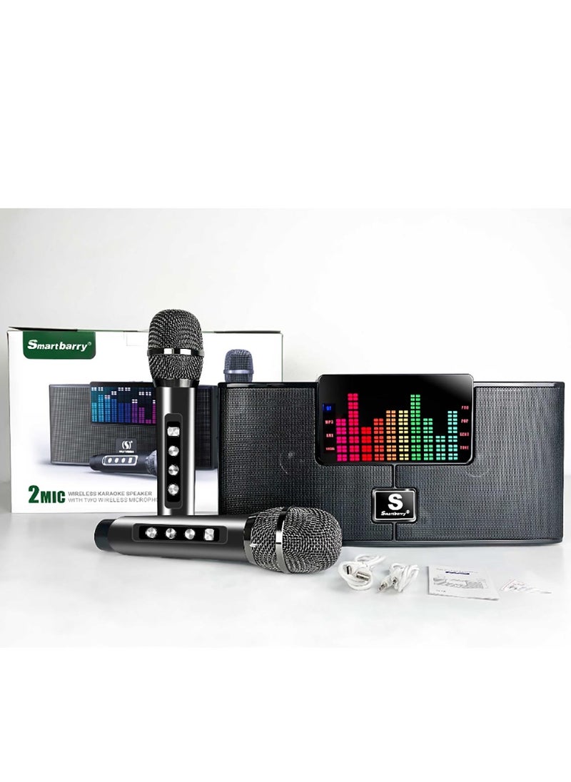 Smart Berry M25 Plus Portable Bluetooth Speaker With 2 Wireless Microphones, LED Karaoke Machine for Adults and Kids, Rechargeable Speaker System, Colorful Lights, and Bluetooth Compatibility for Home Party Use  - Image 4