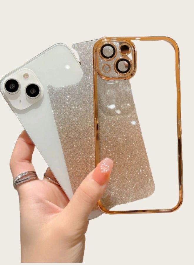 iPhone 15 Glitter Luxury Case: Metal Plated Shockproof Cover with Camera Lens Protector | Summer Sale - Image 2