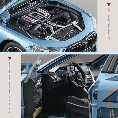 DEZICON 1:24 M8 Model Cars M8 Toy Car Die Cast Metal with Light Sound Pullback Openable Door Cars Toy, Blue - Image 5