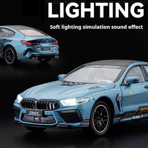 DEZICON 1:24 M8 Model Cars M8 Toy Car Die Cast Metal with Light Sound Pullback Openable Door Cars Toy, Blue - Image 3