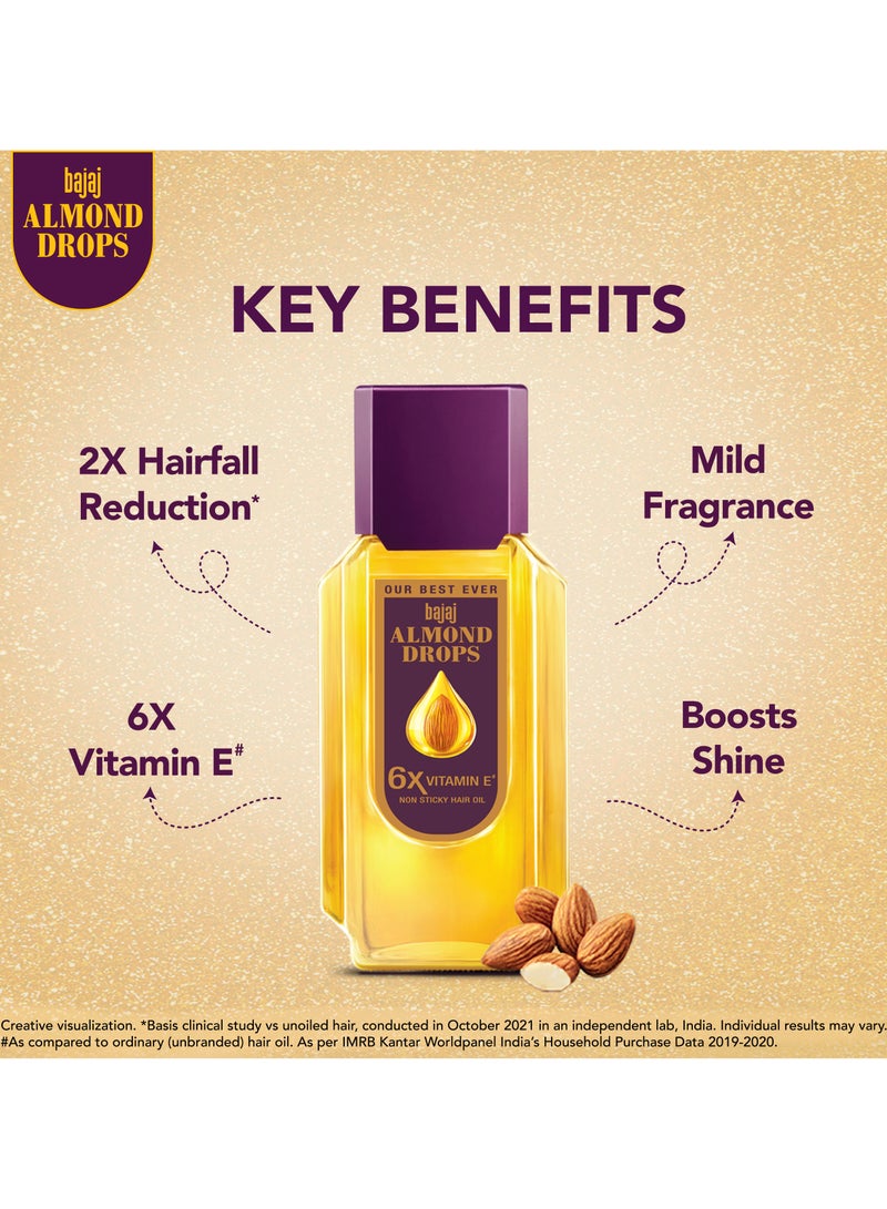 Bajaj Almond Drops Hair Oil | 6X Vitamin E Nourishment | Non-Sticky Hair Oil For Hair Fall Control - Image 3