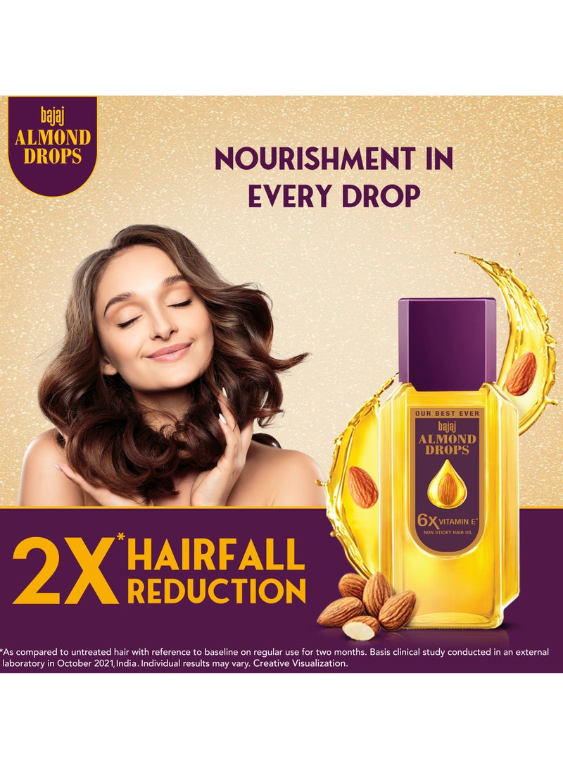 Bajaj Almond Drops Hair Oil | 6X Vitamin E Nourishment | Non-Sticky Hair Oil For Hair Fall Control - Image 2