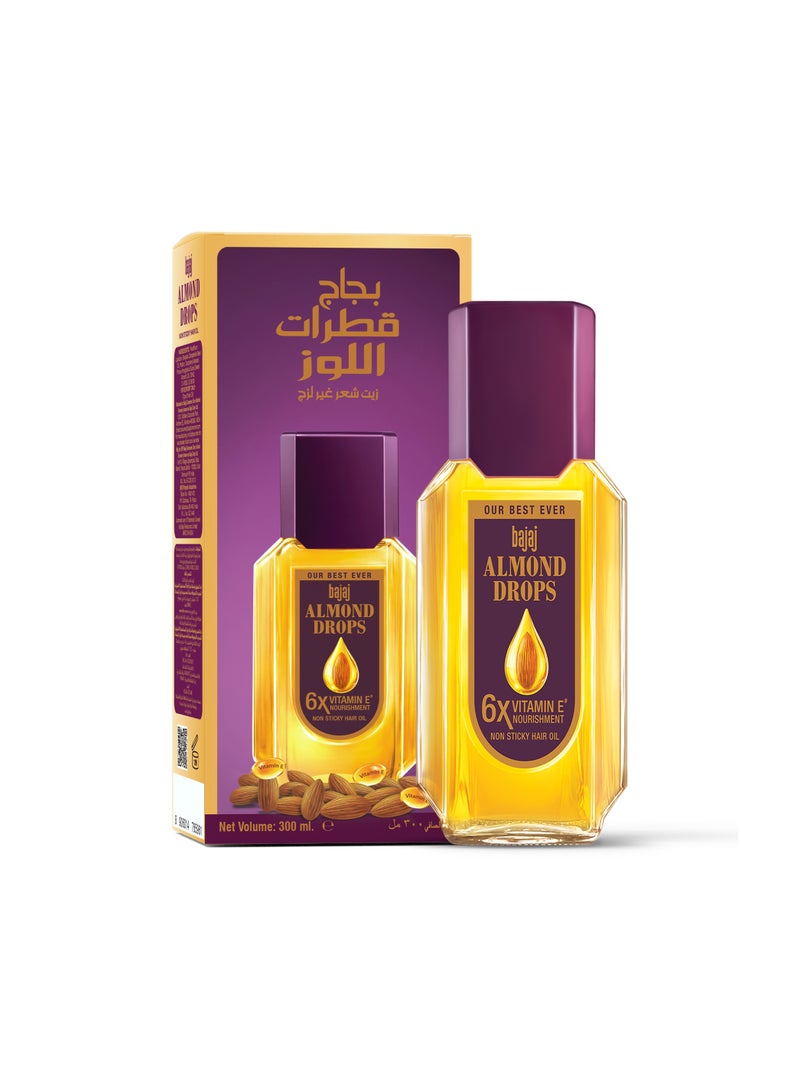 Bajaj Almond Drops Hair Oil | 6X Vitamin E Nourishment | Non-Sticky Hair Oil For Hair Fall Control - Image 1