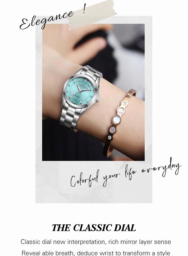 CHRONOS Waterproof Stainless Steel Quartz Watch Round Analog Lady Steel Watch - Image 2