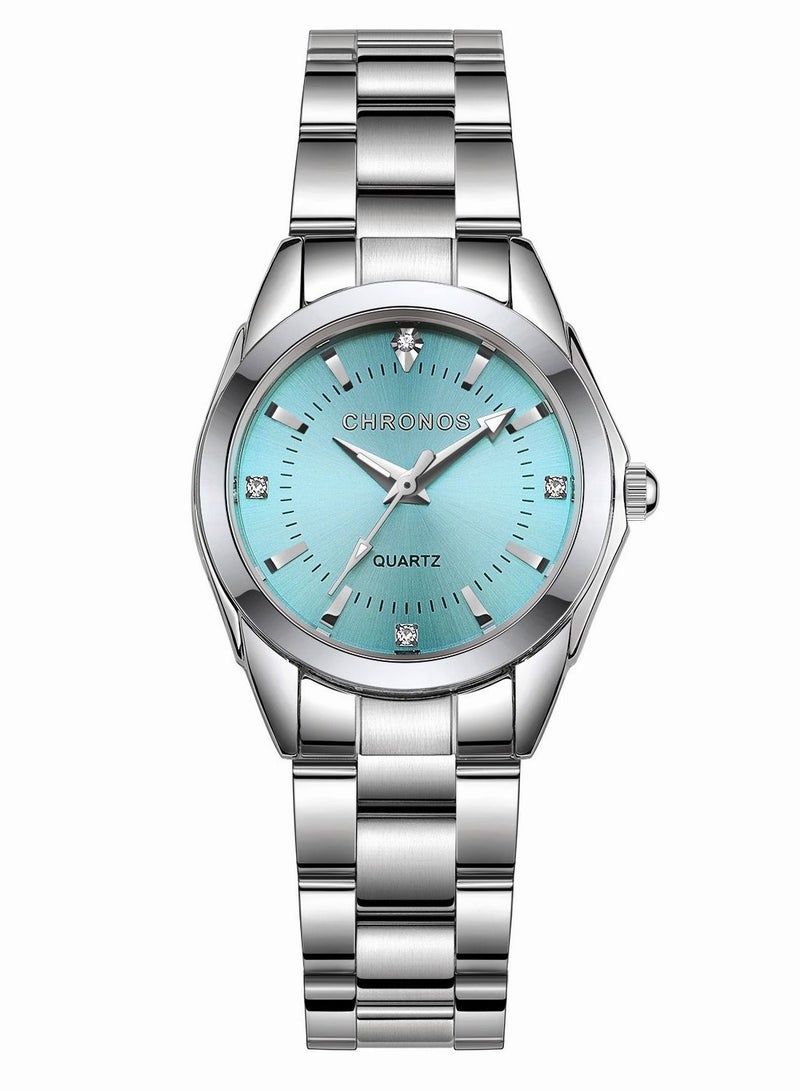 CHRONOS Waterproof Stainless Steel Quartz Watch Round Analog Lady Steel Watch - Image 1