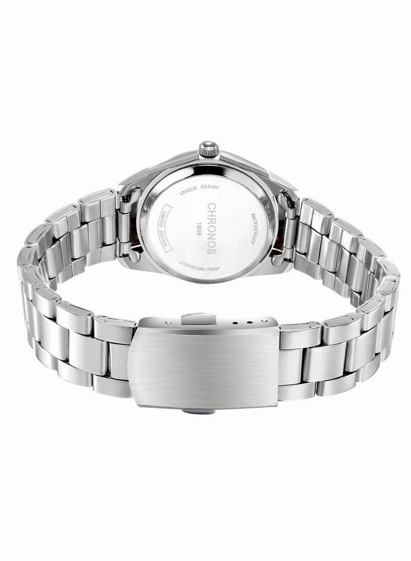 CHRONOS Waterproof Stainless Steel Quartz Watch Round Analog Lady Steel Watch - Image 5
