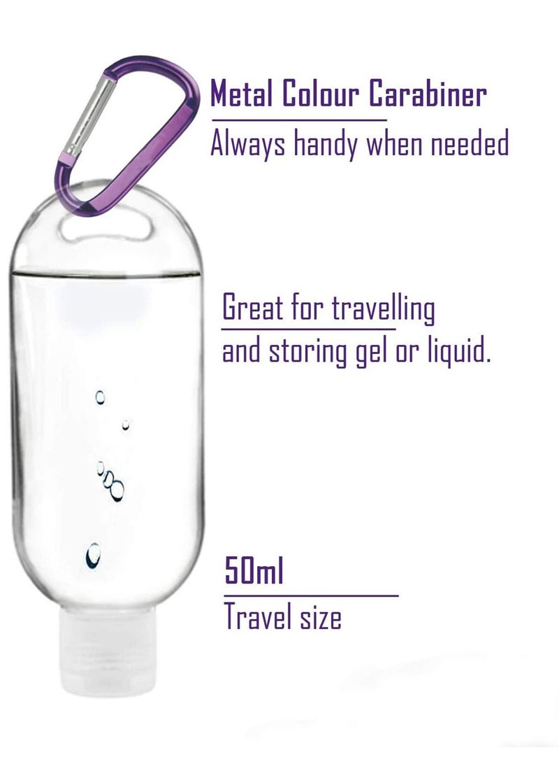 KASTWAVE 10 Pieces 50ml Empty Refillable Plastic Bottle Travel With Carabiner Portable Clear Plastic Squeeze Container Leak Proof Bottles For Travel Outdoor Activities - Image 2