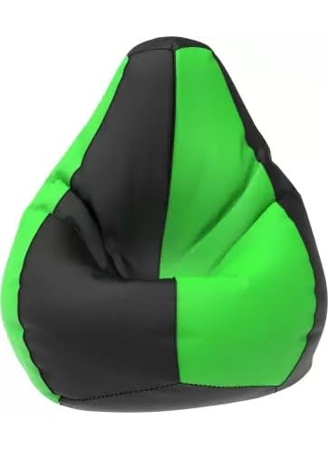 OHSTORE OHSTORE Premium Bean Bag Chair Ultra Comfortable Durable Faux Leather Cover Lightweight Ergonomic Lounge Seat for Home Office Gaming Relaxation Black Green XXXL  - Image 2