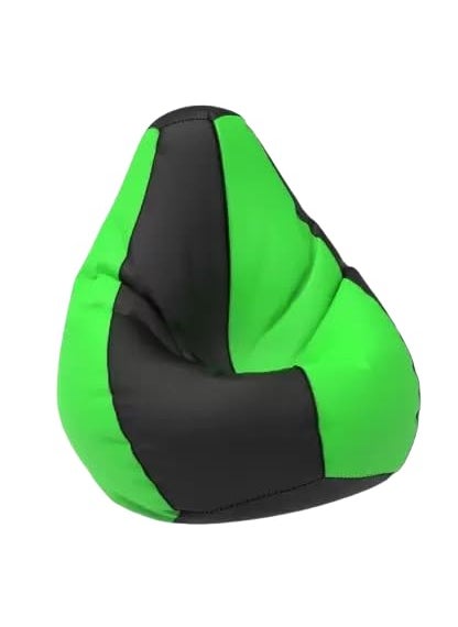 OHSTORE OHSTORE Premium Bean Bag Chair Ultra Comfortable Durable Faux Leather Cover Lightweight Ergonomic Lounge Seat for Home Office Gaming Relaxation Black Green XXXL  - Image 1