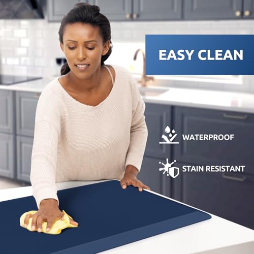 KitchenClouds Kitchen Mat Cushioned Anti Fatigue Kitchen Rug 17.3"x39" Water Resistant Non Slip Kitchen Rugs and Mats Standing Desk Mat Comfort Floor Mats for Kitchen House Sink Office (Blue) - Image 3