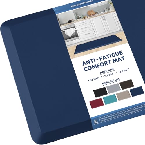 KitchenClouds Kitchen Mat Cushioned Anti Fatigue Kitchen Rug 17.3"x39" Water Resistant Non Slip Kitchen Rugs and Mats Standing Desk Mat Comfort Floor Mats for Kitchen House Sink Office (Blue) - Image 1